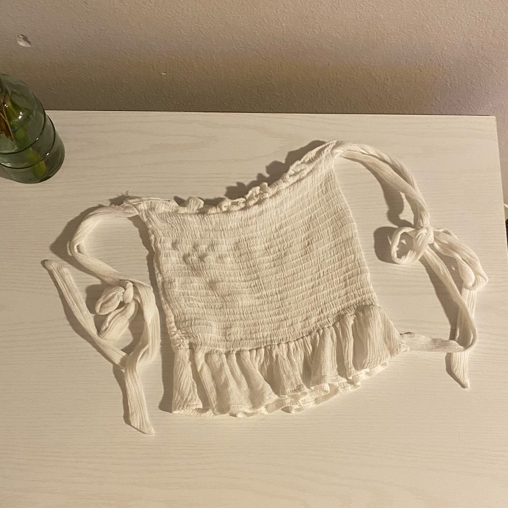 White smocked crop top